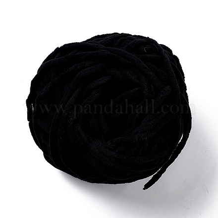 柔らかいかぎ針編みの糸  スカーフ用の太い編み糸  バッグ  クッション作り  ブラック  7~8mm  65.62ヤード（60m）/ロール OCOR-G009-03E-1
