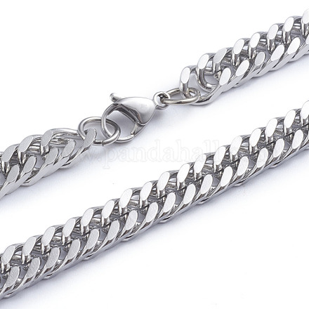 304 collane da uomo in acciaio inossidabile con catena a maglia cubana a taglio diamante NJEW-L173-002B-P-1