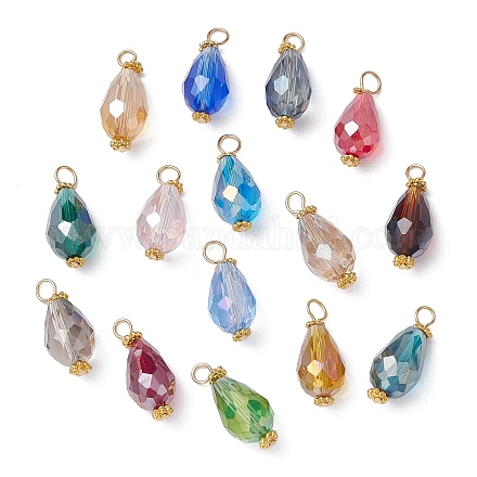 15pcs pendentifs en verre galvanoplastie 15 couleurs PALLOY-JF02257-1