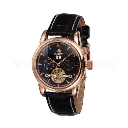 Relojes de pulsera de cuero mecánico de acero inoxidable de los hombres de alta calidad WACH-N032-02-1