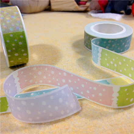 水玉模様のDIYスクラップブック装飾紙テープ  マスキングテープ  カラフル  15mm  10 m /ロール DIY-A002-KK1522-1
