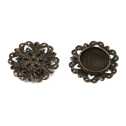 Antique Bronze Brass Flower Cabochon Settings for Jewellery Making X-KK-L006-AB-NF-1