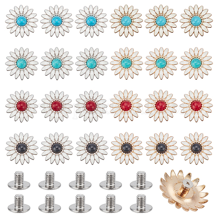 Wadorn 16 Sets 8 Farben Emailleknöpfe aus Zinklegierung BUTT-WR0001-03-1