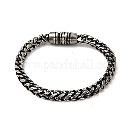 304 круглый браслет-цепочка из нержавеющей стали с магнитной застежкой для мужчин и женщин BJEW-E009-15AS-1