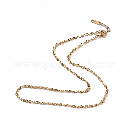 Ion Plating(IP) 304 Stainless Steel Singapore Chain Necklace for Men Women NJEW-K245-013A-1
