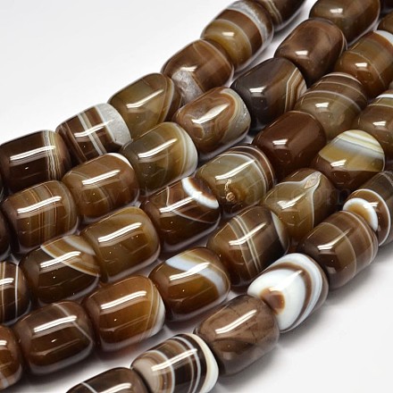 Dyed Barrel Natural Agate Bead Strands G-M284-37-1