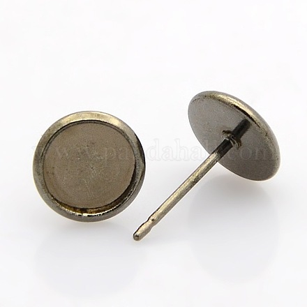 Brass Stud Earring Settings X-KK-G146-8mm-B-NR-1