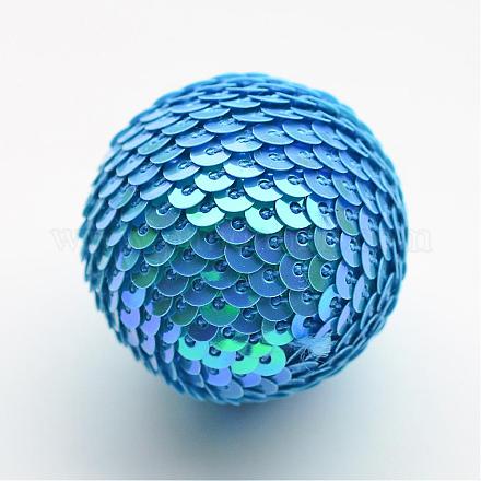 Handmade Woven Foam Wrapped with Paillettes Round Beads WOVE-T001-25mm-01-1