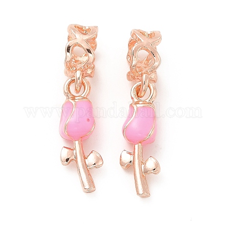 Abalorios colgantes europeos de esmalte rosa perla de aleación con revestimiento en rack PALLOY-P289-13RG-1