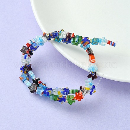 Perles de fleurs à la main millefiori de fils de verre LK-YW0001-08-1