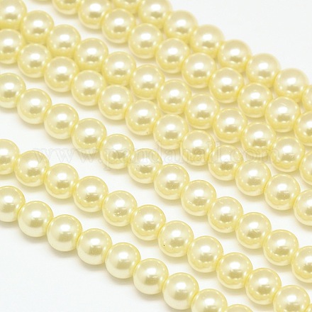 Fili di perle rotonde di perle di vetro tinto ecologico HY-A002-10mm-RB012-1