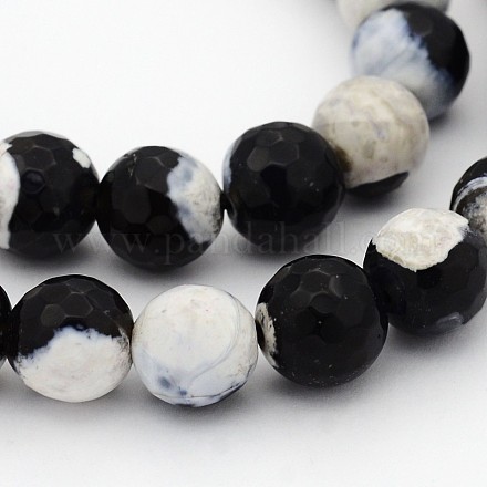 Natural Weathered Agate Faceted Round Beads Strands G-A134-02E-8mm-1