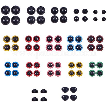 PandaHall Elite 8-18mm 360pcs 6 Assorted Color Safety Eyes Craft Eyes with Washers and 50pcs 2 Sizes Black Safety Noses for Teddy Bear Doll Animal Puppet Plush Animal DIY-PH0001-62-1
