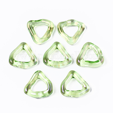 透明樹脂指輪  ABカラーメッキ  三角形  薄緑  内径：11mm RJEW-T013-005-E08-1