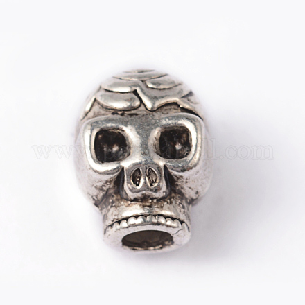 Skull Tibetan Style Alloy Beads PALLOY-ZN-61091-RS-1
