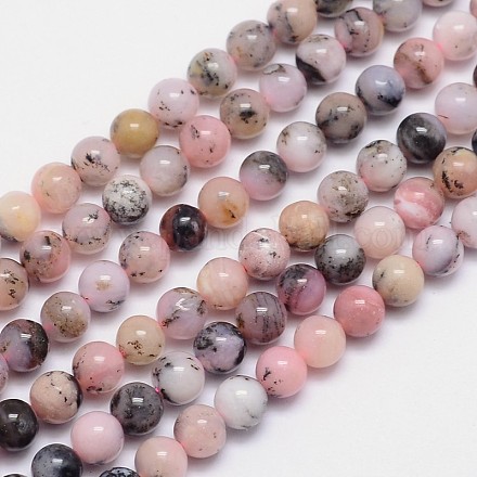 Brins opale de perles rondes de rose naturelle G-I161-6mm-1