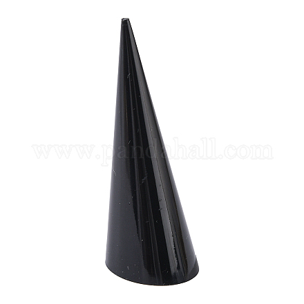 アクリルオリジナルガラスリング指輪ディスプレイスタンド  コーン  ブラック  25.5x69mm RDIS-F002-01-1