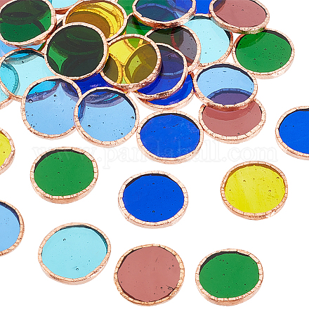 Olycraft 36 pieza de azulejos de mosaico de vidrio redondos de 6 colores DIY-OC0009-46-1