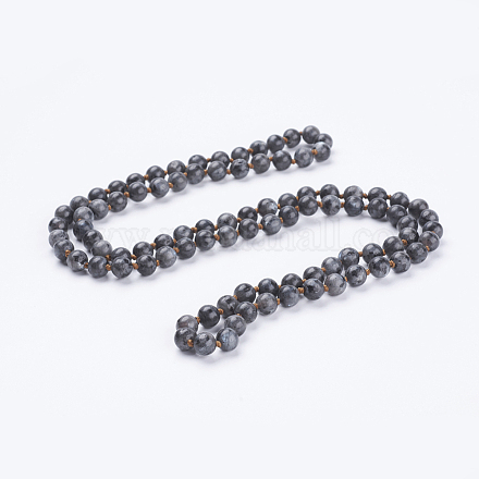 Colliers de perles de larvikite naturelle NJEW-P202-36-A20-1