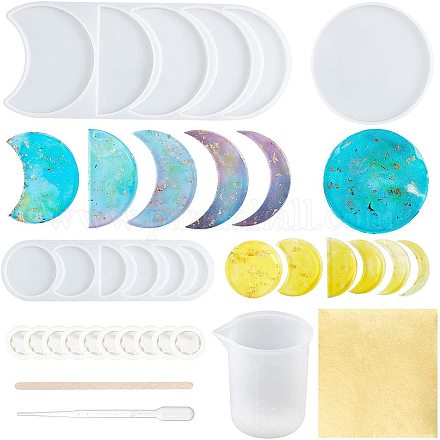 arricraft 46 Pcs DIY Moon Phase Silicone Resin Casting Molds and Tools DIY-AR0001-11-1