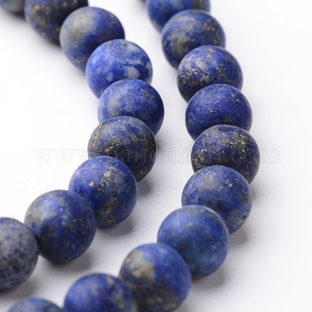 Frosted Round Natural Lapis Lazuli Beads Strands G-J346-27-6mm-1