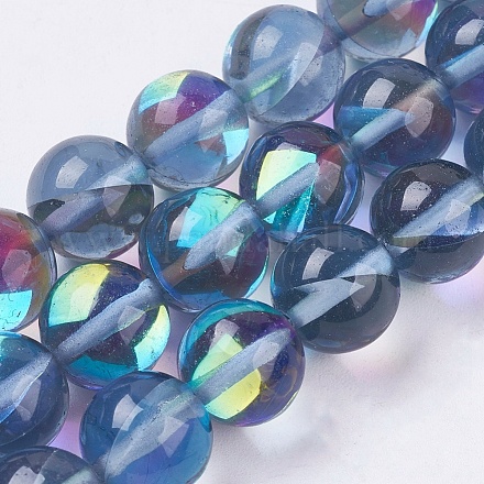 Chapelets de perles en pierre de lune synthétique G-E468-H01-10mm-1
