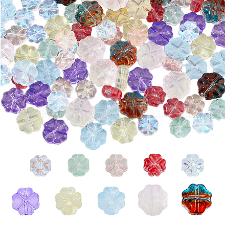 SUPERFINDINGS 100Pcs 10 Style Transparent Czech Glass Beads GLAA-FH0001-72-1