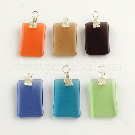Cat Eye Pendants with Platinum Tone Iron Findings CE-R009-10-1