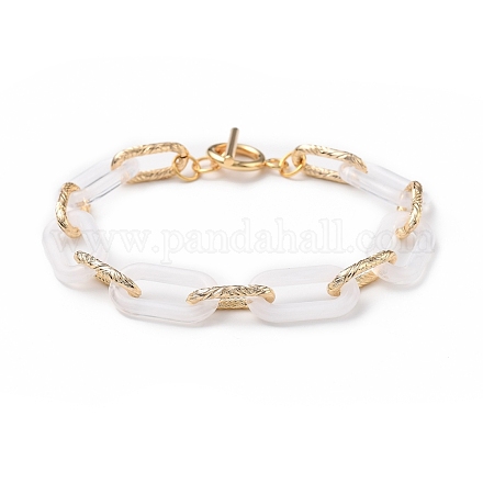 (vente d'usine de fêtes de bijoux) bracelets de chaîne de trombone en acrylique et en aluminium BJEW-JB05329-06-1