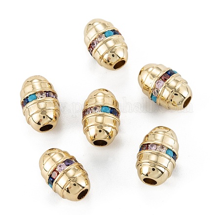 Micro pavé di perle di zirconi cubici in ottone placcato a lunga durata ZIRC-P089-23A-G01-1