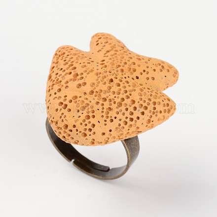 Adjustable Fish Lava Rock Gemstone Finger Rings RJEW-I015-03-1