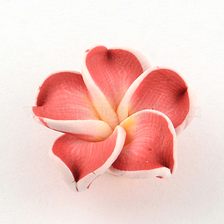 Plumeria hecha a mano de arcilla polimérica flor 3D abalorios CLAY-Q192-15mm-08-1