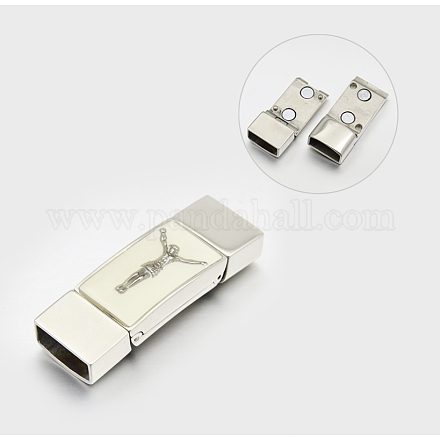 Enamel Smooth 304 Stainless Steel Rectangle Magnetic Clasps STAS-E073-14C-1