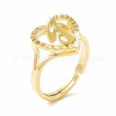 Real 18K Gold Plated Brass Alphabet Adjustable Rings RJEW-M139-18J-1