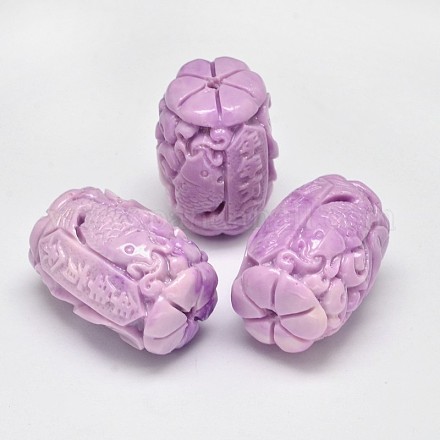 Dyed Carved Column Synthetic Coral Beads CORA-O004-02C-1