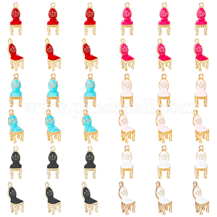 Hobbiesay 36pcs 6 colores colgantes de esmalte de aleación de estilo cortesano ENAM-HY0001-18-1