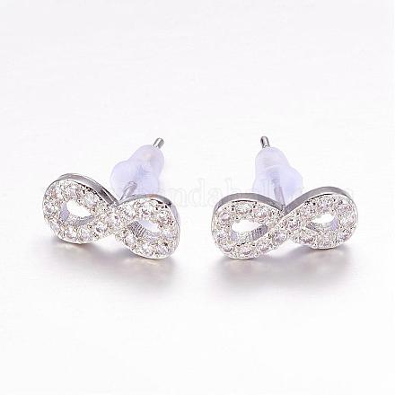 Brass Micro Pave Cubic Zirconia Stud Crawler Earrings EJEW-P119-03P-1