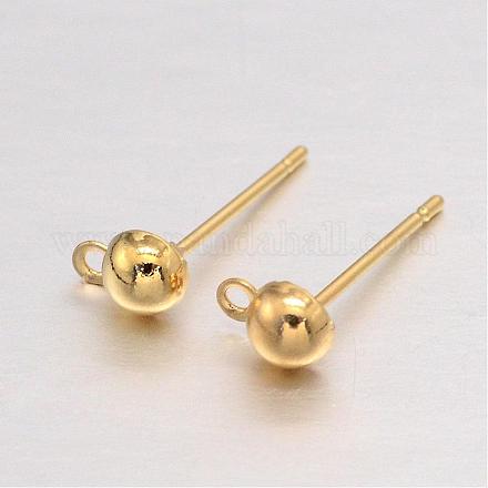 Real Gold Plating Brass Stud Earrings KK-L147-215-NR-1