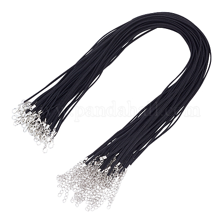SUPERFINDINGS 50pcs Black Faux Suede Necklace Cord with Platinum Color Iron Lobster Clasps and Iron Chains for Pendants Bracelet Necklace and Jewelry Making NCOR-FH0001-01-1