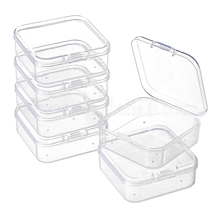 正方形プラスチックビーズ貯蔵容器  透明  5.4x5.3x2cm  インナーサイズ：5.1x5.05x1.5センチメートル CON-FS0001-07A-1