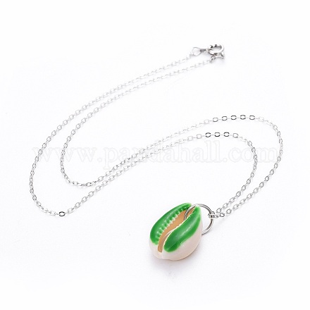 Kaurimuschel Perlen Anhänger Halsketten NJEW-JN02365-01-1