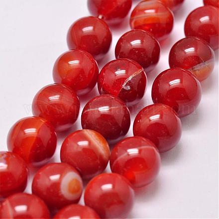 Agata a strisce naturali / fili di perle di agata fasciate G-G962-10mm-14-1