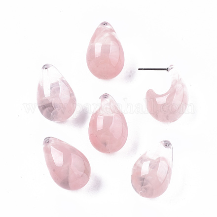 Boucles d'oreilles demi-créoles en résine transparente X-EJEW-T012-03-B03-1