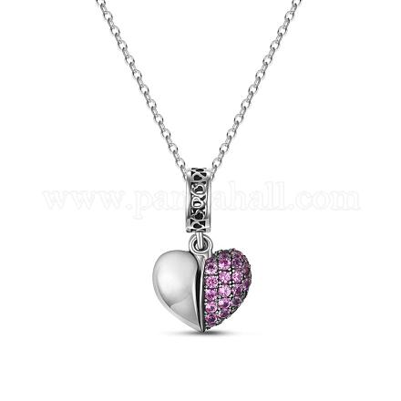 TINYSAND Sterling Silver Open Heart Pendant Necklaces TS-CN-022-1