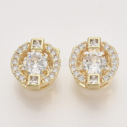Brass Micro Pave Clear Cubic Zirconia Charms ZIRC-T011-15G-NF-1