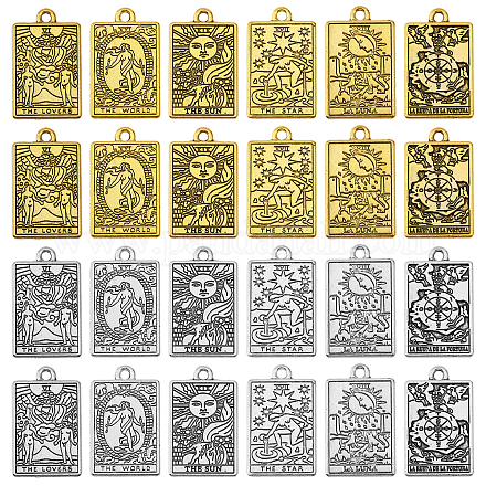 Chgcraft 24 pièces 12 styles pendentifs en alliage de placage de rack FIND-CA0008-17-1