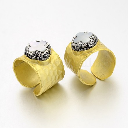 Oro ajustable plateado bronce anillos del manguito de cáscara RJEW-E036-03-1