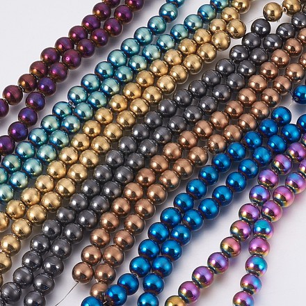 Chapelets de perles en hématite synthétique sans magnétiques G-F585-C-6mm-1