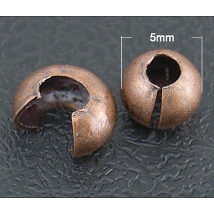 アイアン製つぶし玉カバーカシメ玉カバー  赤銅色  サイズ：直径約5mm  穴：1.5~1.8mm X-IFIN-H030-R-1