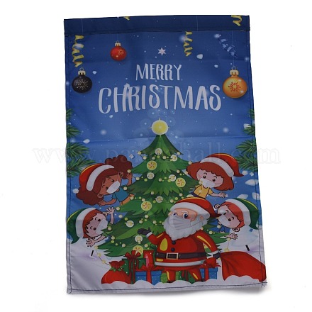 クリスマスの庭の旗  両面ポリエステルハウスフラッグ  家の庭の庭のオフィスの装飾のため  サンタクロース/ファーザークリスマス  カラフル  460x320x0.4mm  穴：18mm AJEW-H108-B08-1